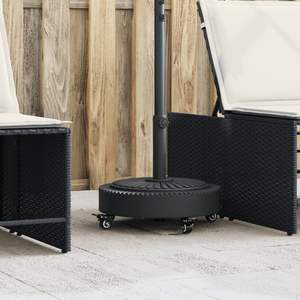 Base de parasol moyenne noire en polyéthylène et béton pour parasols et supports de terrasse - Product Image 1