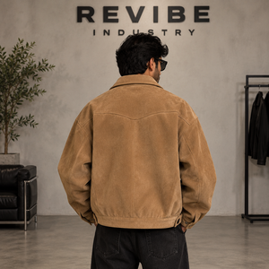 Oversized for Cow Skin <b>Suede</b> Leather <b>Jacket</b> <b>Men</b> Western Style Premium Eco-Friendly Breathable Front Logo Custom OEM Supplier - Product Image 3