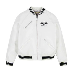 OEM Manufacturer Embroidery Street Wear Leather Avirex <b>Jacket</b> Custom Cowhide Genuine Leather Men's Avirex <b>Jackets</b> for Winter - Product Image 3