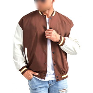 ซัพพลายเออร์ที่ดี บริการ OEM ODM เสื้อแจ็คเก็ตวาร์ซิตี้สีน้ำตาลสำหรับผู้ชาย แขนเสื้อสีขาว ติดกระดุมด้านหน้า เสื้อคลุมลำลองสำหรับฤดูใบไม้ร่วง - Product Image 1