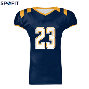 Maillot de football américain SPOFIT pour homme, col en V, manches courtes, maille respirante, service de sublimation personnalisé, numéro personnalisé sur le devant - Product Image 1