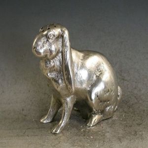 Contemporary aluminium bunny <b>statue</b> artistic wildlife sculpture metallic decorative feature for elegant living interiors - Product Image 5