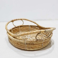 Handgeweven ecologische moderne rotan opbergmand, ovaal, met twee handgrepen voor brood & fruit, geschikt voor huis, keuken en badkamer