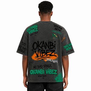 Custom Mens Acid Wash <b>Graffiti</b> Print Oversized <b>T</b> <b>Shirt</b> Summer Hip Hop Streetwear Tee Breathable Cotton Graphic Clothing - Product Image 2