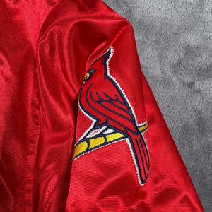 Nouvelle veste bomber en satin élégante et tendance de style vintage des Cardinals de St. Louis pour hommes, grande taille, rouge, Starter - Product Image 5