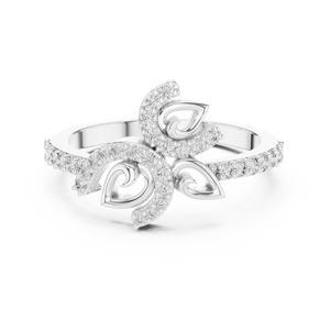 Anillo de Diamantes Cultivados en Laboratorio CELESTIAL LEAF para Mujer, Juego de Anillos de Oro Blanco de 18 Quilates con Baño de Rodio, Corte Glamuroso para Compromiso, Regalo, Fiesta, Boda, Uso Diario - Product Image 1