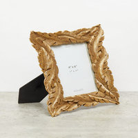 Cadre photo de luxe artisanal en métal plaqué or, léger et écologique, motif palmiers, cadeau de mariage, forme carrée, pour table