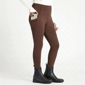 Pantalones de equitación de cintura alta para mujer, largos, de punto, de spandex y nailon, con bolsillos con cremallera. - Product Image 4