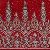 Tissu perlé antistatique de luxe de haute qualité, zircon fait main, 100% polyester, robe pour filles, meilleur prix, fournisseur indien d'exportation