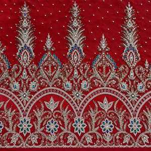 Tissu en maille perlée occultant antistatique de luxe de haute qualité, style Dobby, 100 % polyester, fait main avec zircon, idéal pour robes de filles - Product Image 4