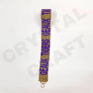 Correa de Tela con Cuentas Blancas CRYSTAL CRAFT con Estrellas Azules y Texto Rojo GO REBS, Accesorio de Moda Ecológico para Bolsos - Product Image 2