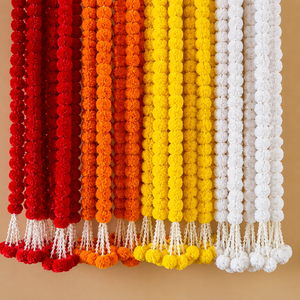 Guirnaldas de Flores de Caléndula Artificiales Multicolores para Bodas, Festivales, Hogar, Templo, Puerta, Pared y Decoración de Eventos, Decoración Festiva - Product Image 1