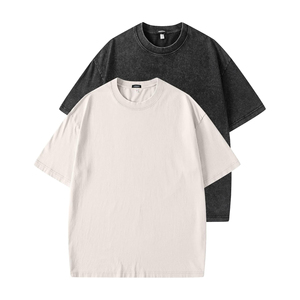 Camiseta de Algodón de Color Sólido Extra Grande para Hombre, Manga Corta, Cuello Redondo, Informal, Lisa, Tejida, Marrón, Negra - Product Image 2
