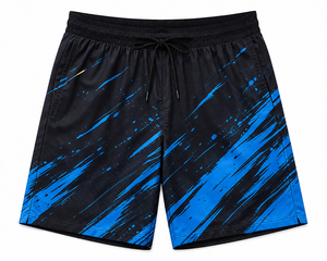 Shorts de sport écologiques pour hommes, imprimés par sublimation, séchage rapide, rouge et noir, taille à cordon, logo personnalisé, pêche, surf, tendance - Product Image 2