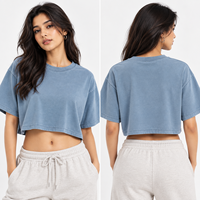 Kaos Wanita Hijau Zaitun Lucu Slim Fit Crop Top Lengan Pendek Kerah Bulat Bahan Jersey 100% Katun untuk Musim Semi dan Musim Panas