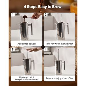 Cafetière à piston isotherme double paroi en acier inoxydable de 1,5 litre (51 oz) pour café et thé - Product Image 4