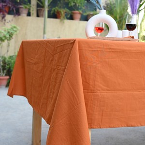 Orange Plain Dyed Cotton Woven Eco-Friendly Washable Modern Solid Color <b>Table</b> <b>Cover</b> Outdoor Customized for Hotels and Parties - Product Image 4