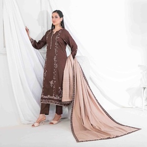 Robe pakistanaise pour femmes Salwar Kameez costumes trois pièces indiens broderie Tawakkal Viscose matériel AEERA inde Pakistan vêtements - Product Image 2