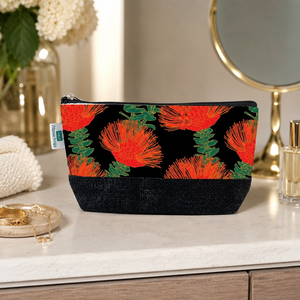 Sac cosmétique personnalisé en jute noir, imprimé floral, fermeture éclair, pochette à maquillage, écologique, vente en gros, OEM, marque privée, exportateur, fabricant B2B - Product Image 6