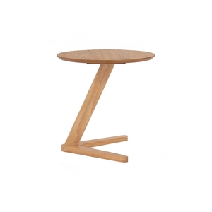 In Stock Small <b>Round</b> Oak <b>Side</b> <b>Table</b> Space-Saving Coffee <b>Table</b> with Sturdy Leg Compact Apartment and Living Room Accent Furniture - Product Image 3