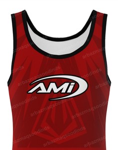 ชุดมวยปล้ำ AMI สีแดงดำ พิมพ์ลายแบบ Sublimation ระบายเหงื่อได้ดี แห้งเร็ว สำหรับผู้ชาย ชุดกีฬาสำหรับผู้ใหญ่ - Product Image 4