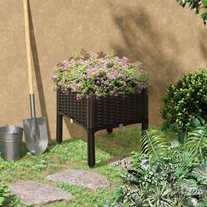 Cama de jardín elevada de plástico marrón 15x15 Autorriego con drenaje Kit de bricolaje para macetas y jardineras - Product Image 2