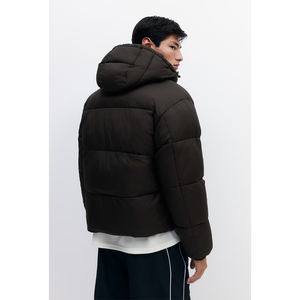 Custom Logo Men's Warm Winter Quilted Puffer <b>Jacket</b> Windbreaker <b>Padded</b> Thick Black <b>Hooded</b> Bubble Puffer <b>Jacket</b> Duck Down OEM - Product Image 4