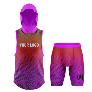 Conjunto de Camiseta sin Mangas con Capucha y Pantalones Cortos Sublimados Personalizados en Degradado Rosa Oliva, Patrón de Lagarto, Uniforme de Baloncesto 7v7, Servicio OEM - Product Image 2