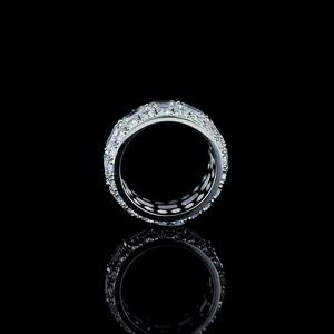 Baguette & Round Cut Moissanite Diamond Cluster <b>Ring</b> <b>for</b> <b>Men</b> 925 Sterling <b>Silver</b> Rhodium Plated Wedding Anniversary Gift <b>for</b> Him - Product Image 5