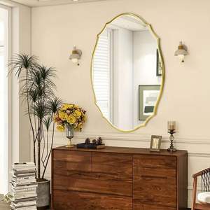 Espejo, espejo decorativo de pared, espejo para decoración de interiores, espejo decorativo de acento, espejo con hojas doradas, espejo de pared contemporáneo - Product Image 1