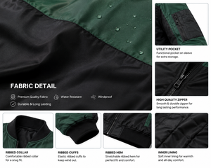 Custom Men's Green Black Bomber <b>Jacket</b> Windproof <b>Zip</b> <b>Up</b> Casual Flight <b>Jacket</b> Polyester Winter Outdoor Coat OEM ODM Manufacturer - Product Image 5
