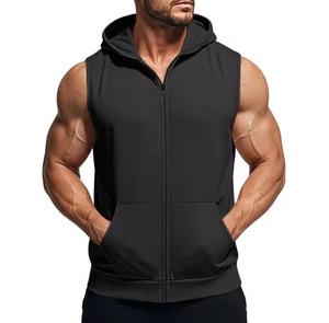 Sudadera con Capucha sin Mangas para Hombre, con Cierre, Felpa Francesa, Color Degradado, Corte Regular Informal, para Otoño, con Bolsillos, Ecológica - Product Image 2