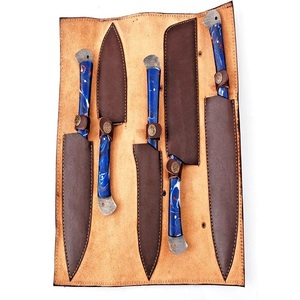 Juego de Cuchillos de Chef de Acero de Damasco de Alta Calidad Premium de 5 Piezas con Diseño de Mangos de Resina, Cuchillos de Caza Rectos Pulidos A&M Enterprises - Product Image 3