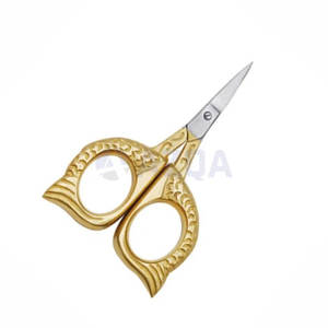 Ciseaux de broderie demi-ornés en or, à fil dentelé, en acier inoxydable de qualité industrielle, pour droitiers, fabriqués au Pakistan - Product Image 2