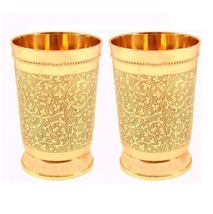 Juego de vasos de jugo de agua decorativos de diseño Floral oxidado de acero inoxidable puro para regalo de devolución de Casa juego de cristal de estilo tradicional - Product Image 1