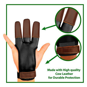 Gant de tir à l'arc en cuir bicolore sur mesure à 3 doigts avec protection renforcée des pointes des doigts pour la corde de l'arc - Product Image 6