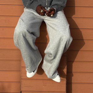 <b>Men's</b> High Quality 100% Cotton Embroidered Breathable <b>Baggy</b> Oversized Sweat Pants Wide Leg Casual <b>Trousers</b> - Product Image 2