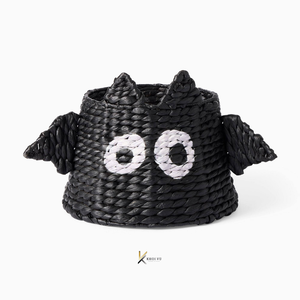 Cesta Decorativa de Halloween con Forma de Murciélago, Bolsa para Dulces, Decoración para el Hogar, Accesorios Decorativos Hechos a Mano con Ratán Natural para el Hogar y Regalos - Product Image 1