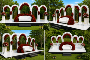 Arcos de madera en forma de U exclusivos para bodas modernas, paneles de fondo blancos premium para decoración/instalación de escenarios de bodas al aire libre - Product Image 2