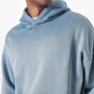 Sudaderas con Capucha Lisas de Color Sólido 100% Algodón para Hombre, Lavado Ácido, Tallas Grandes, Hombros Caídos, Servicio OEM, Sudaderas con Capucha para Hombre - Product Image 3