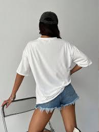 เสื้อยืดโอเวอร์ไซส์ผ้าเจอร์ซีย์ระบายอากาศดี สำหรับสาวๆ สไตล์สตรีทแวร์ พร้อมโลโก้ ขายส่ง เสื้อยืดผู้หญิง เสื้อท็อปส์ลำลองสำหรับผู้หญิง ชุดลำลองสำหรับออกกำลังกาย - Product Image 3