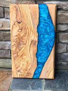 Planche en résine de bois dur naturel pour la préparation d'aliments biologiques, planche de cuisine en bois époxy de luxe pour la restauration haut de gamme - Product Image 2