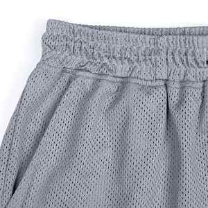 Shorts de sport décontractés gris en maille pour hommes, taille élastique avec cordon de serrage, respirants, personnalisables à l'avant, pour l'entraînement et la gym - Product Image 6