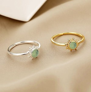 6 MM Prehnite Gemstone Sunburst <b>Rings</b> - Gold Plated <b>Adjustable</b> <b>Ring</b> for Women Jewelry - Product Image 6