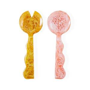 Luxury dining accessories <b>pink</b> dining spoon resin cutlery fancy spoon set serving spoon for desserts stylish table spoon elegant - Product Image 1