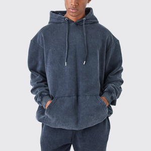 Ensemble de survêtement en coton lavé pour homme, couleur unie, coupe ample, décontracté, longueur intégrale avec poches latérales, vêtements d'automne - Product Image 2