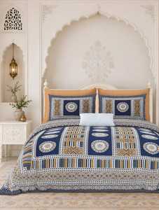 Ensemble de literie haut de gamme 3 pièces en coton 300 fils, résistant à la décoloration, motif floral simple imprimé à la main, collection Antra, toutes saisons - Product Image 3