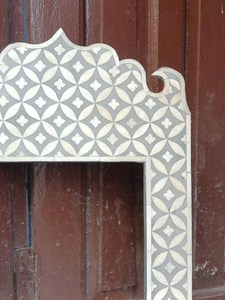 Handmade Bone Inlay <b>Arch</b> Wall Mirror MDF Decorative <b>Frame</b> with Geometric Pattern for Home Interior Design Home Interior Decor - Product Image 3