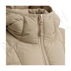 Hooded Quilted Jacket Women Winter Full Sleeve Polyester Filling Solid Color Zipper Closure Regular Length - Product Image 4