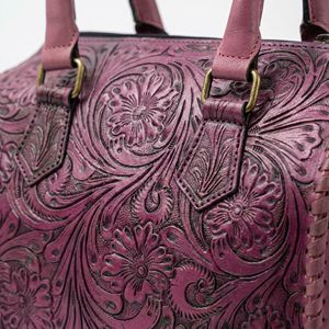 Magnifique sac de sport mini Speedy en cuir véritable 100% avec motifs floraux sculptés à la main, cartes d'as, luxe et sport - Product Image 2